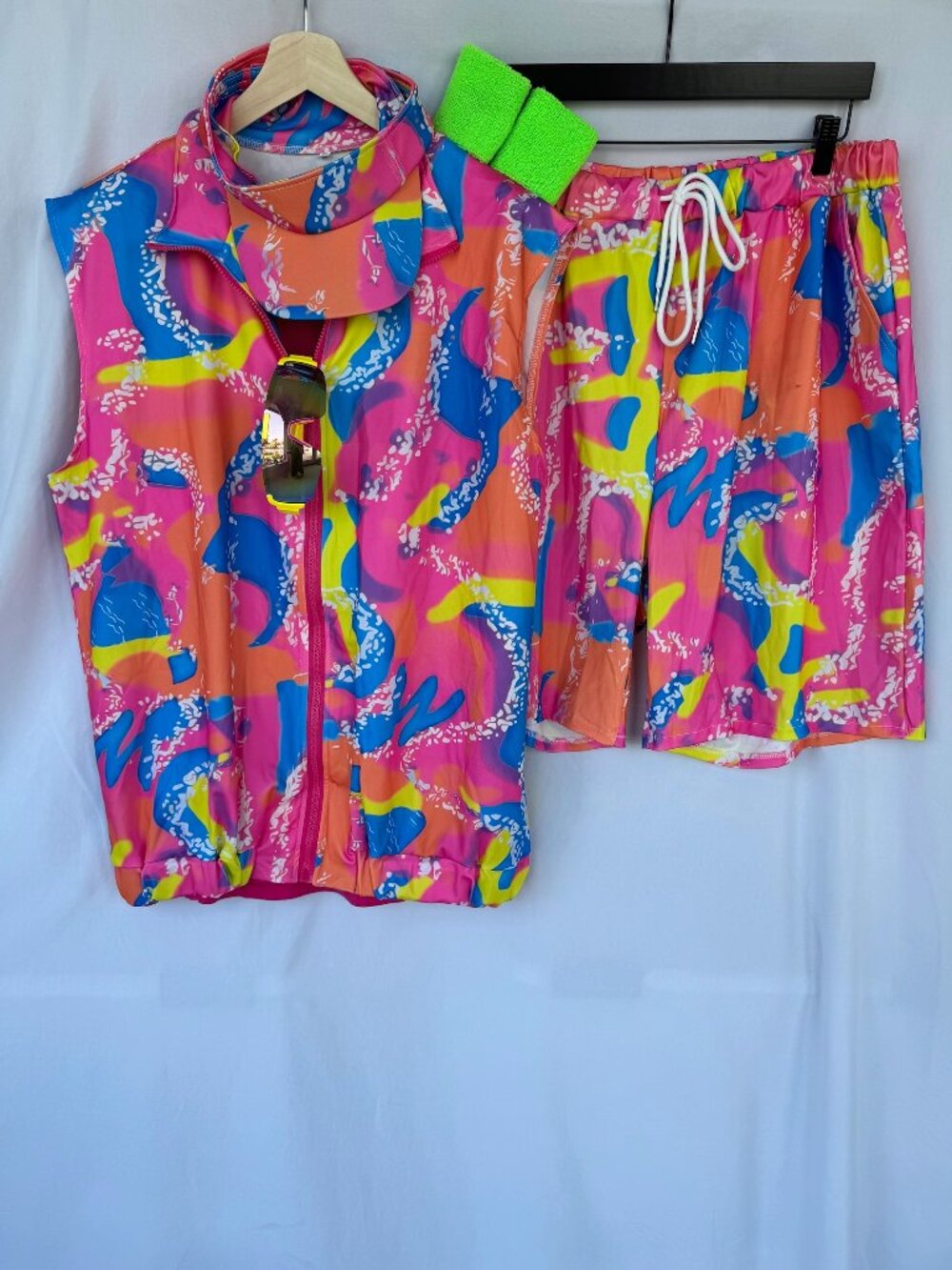 Men’s 80s Roller-Skating Movie Costume 3XL w Barbie Logo Sunglasses